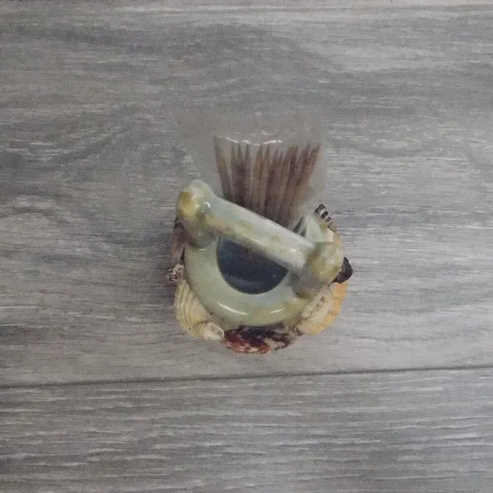 Nautical Coastal Kitchen Decor Seashell Toothpick Holder Basket Wishing Well